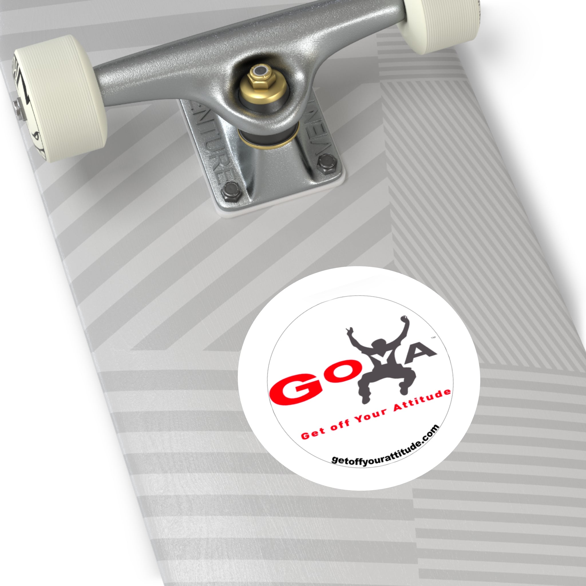 GOYA "Get Off Your Attitude" Round Sticker — Indoor/Outdoor Laptop Decal