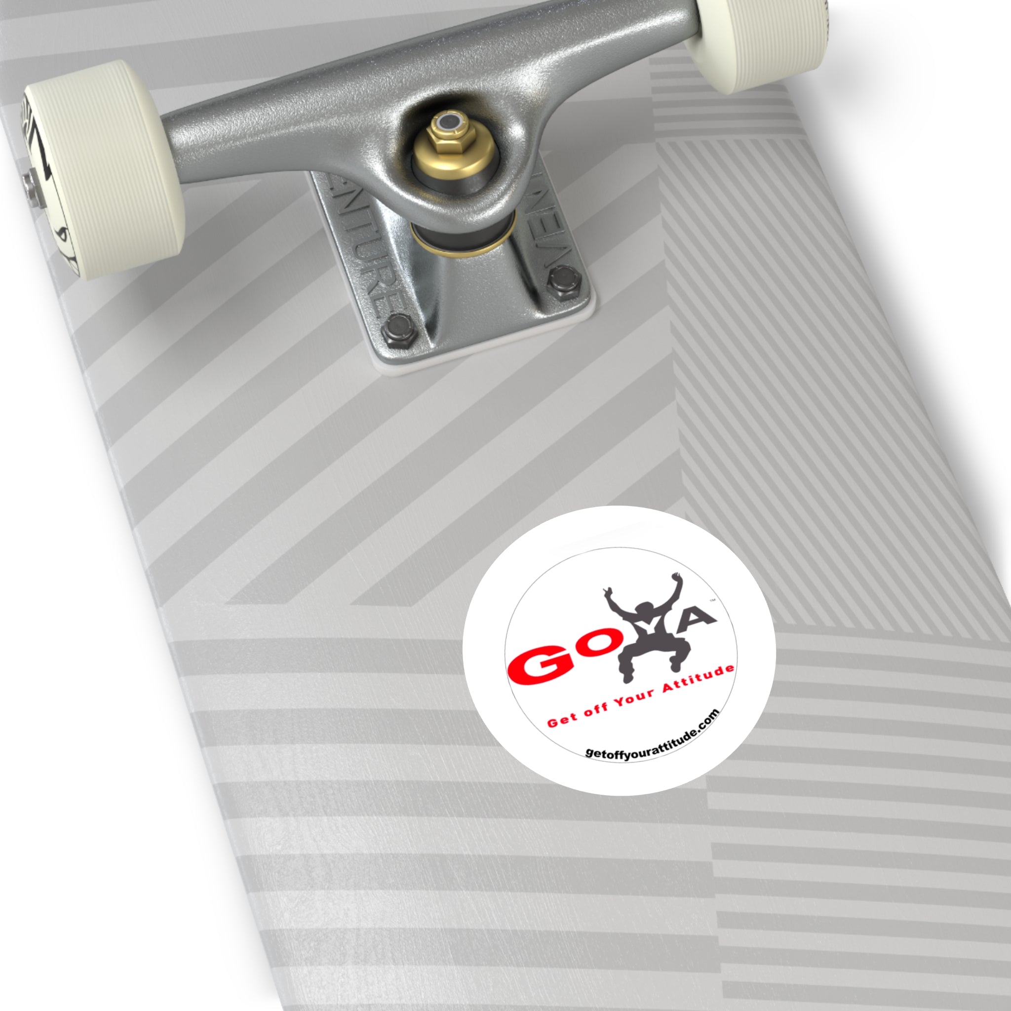 GOYA "Get Off Your Attitude" Round Sticker — Indoor/Outdoor Laptop Decal