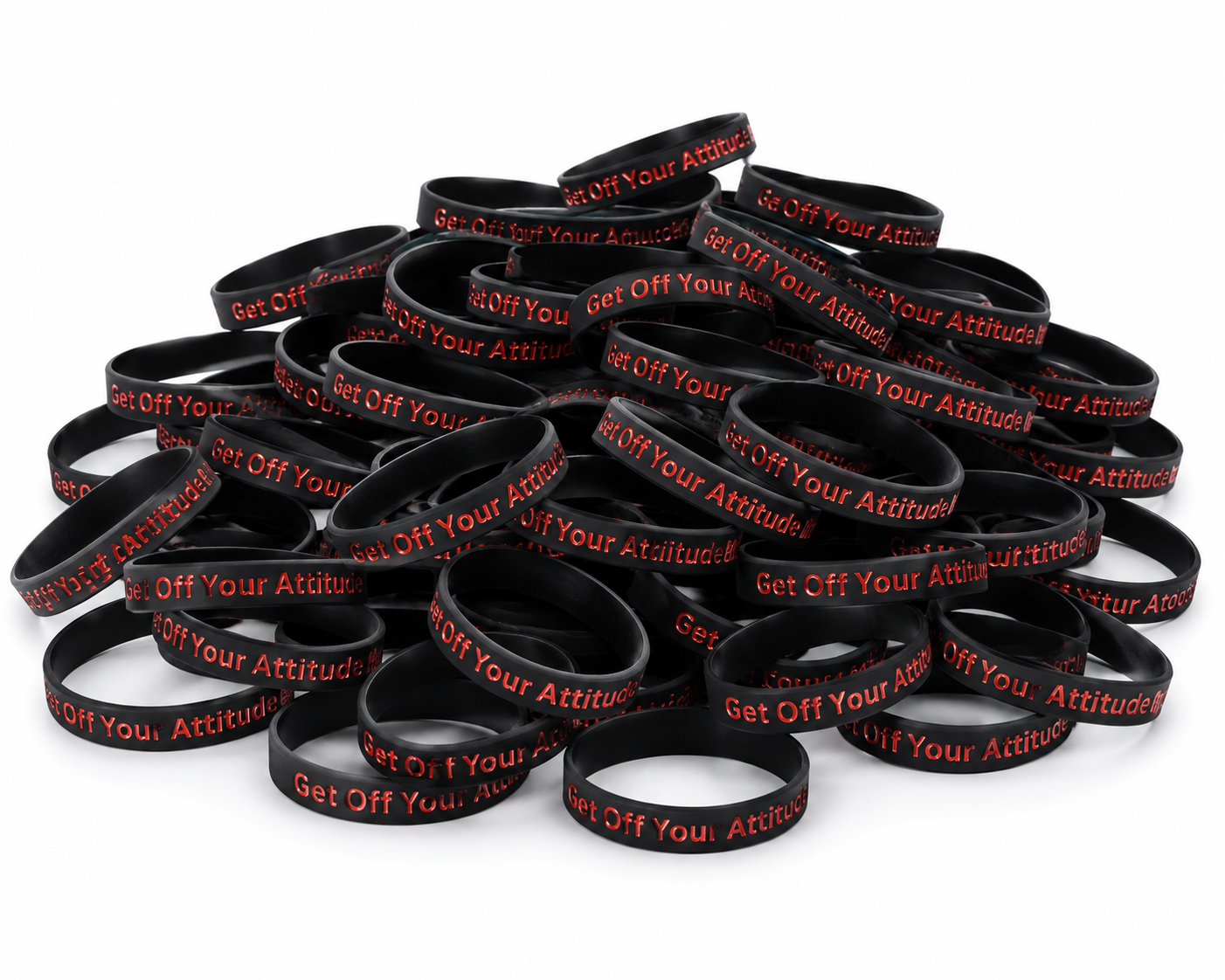 Get Off Your Attitude Wristband (Charcoal and Red) 50 Pack