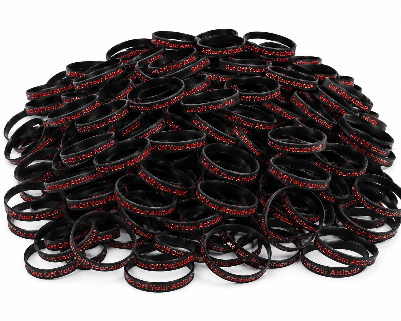 Get Off Your Attitude Wristband (Charcoal and Red) 100 Pack