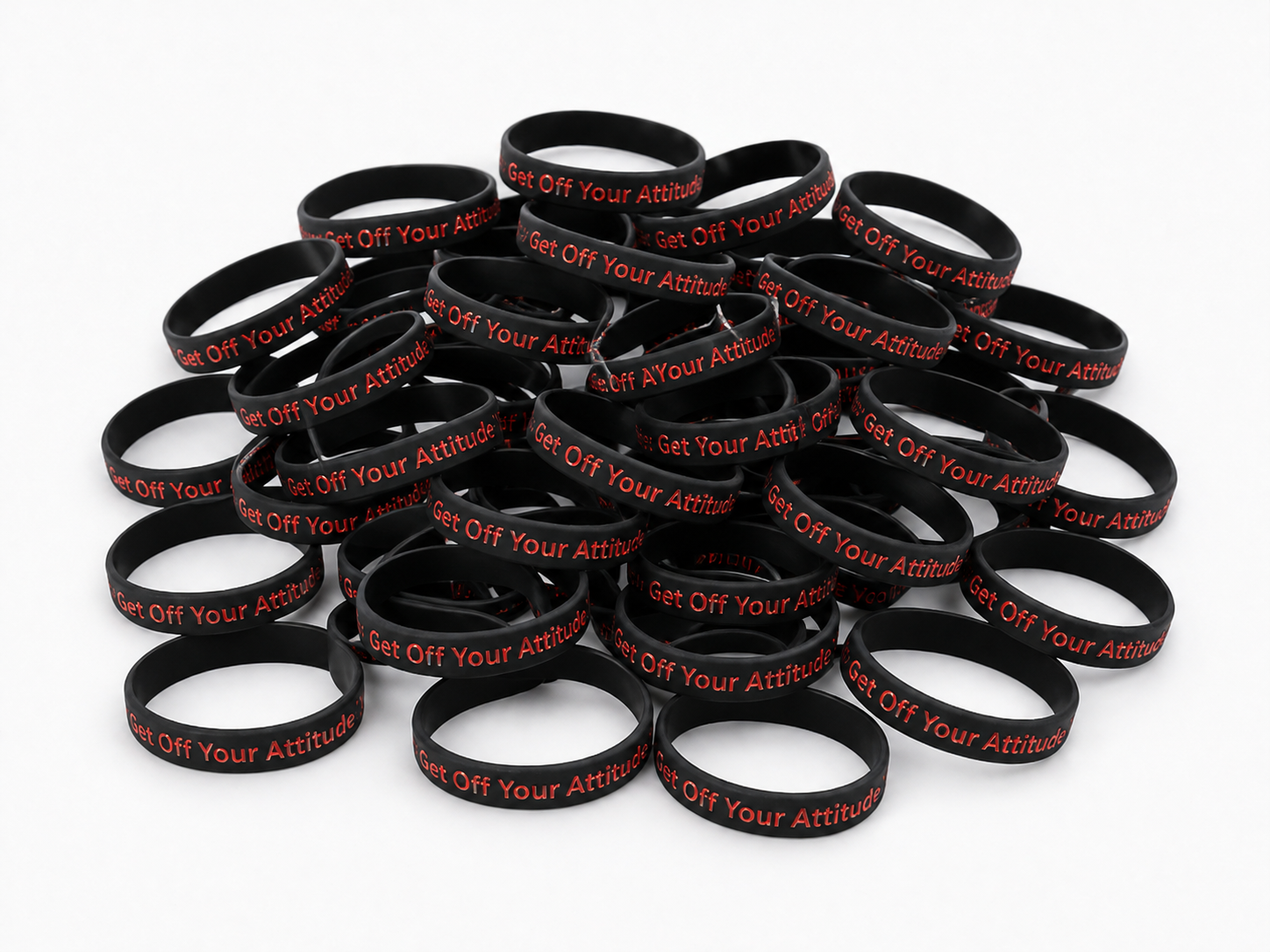 Get Off Your Attitude Wristband (Charcoal and Red) 30 Pack