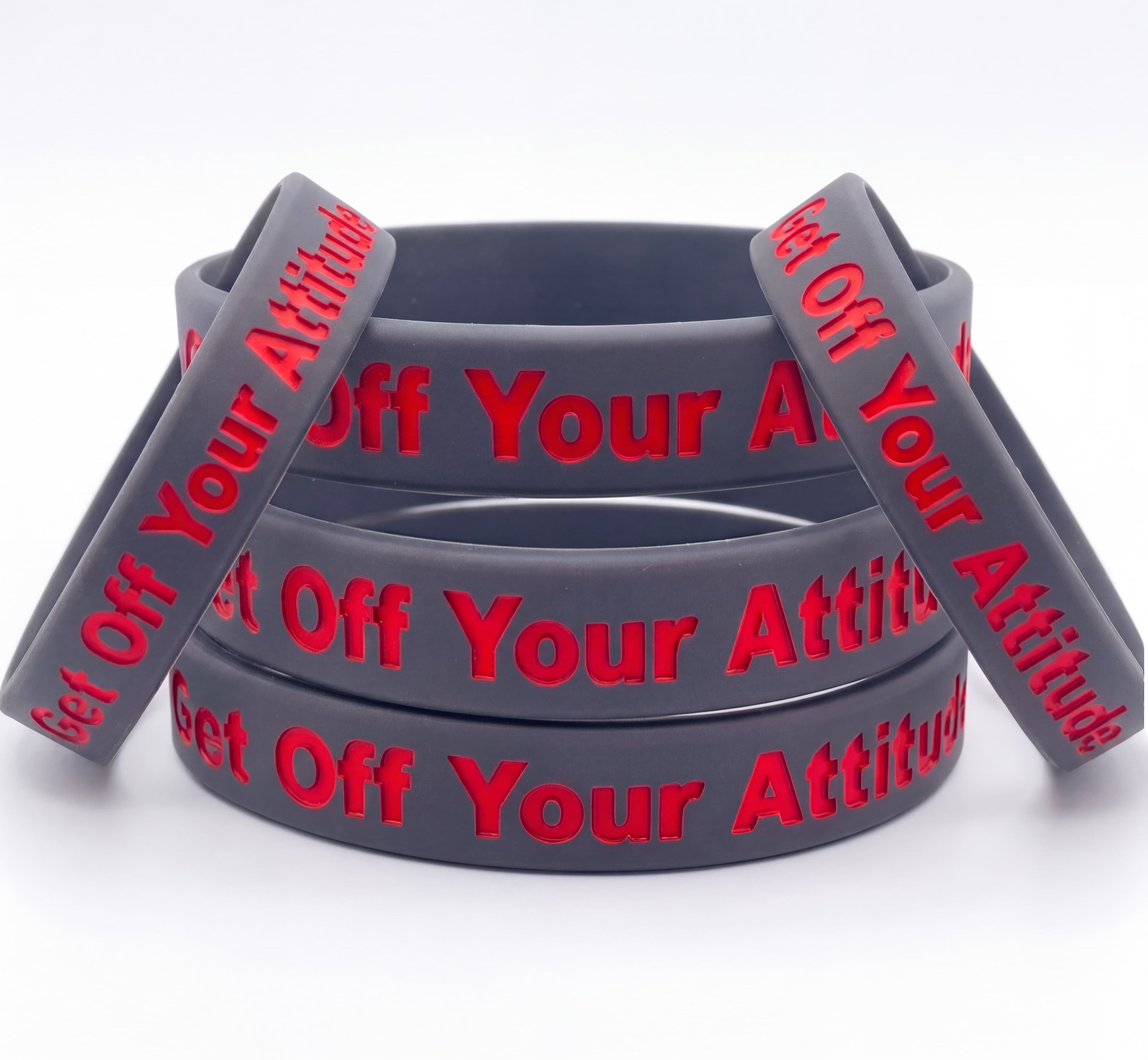 Get Off Your Attitude Bracelet (Charcoal and Red) 5 Pack