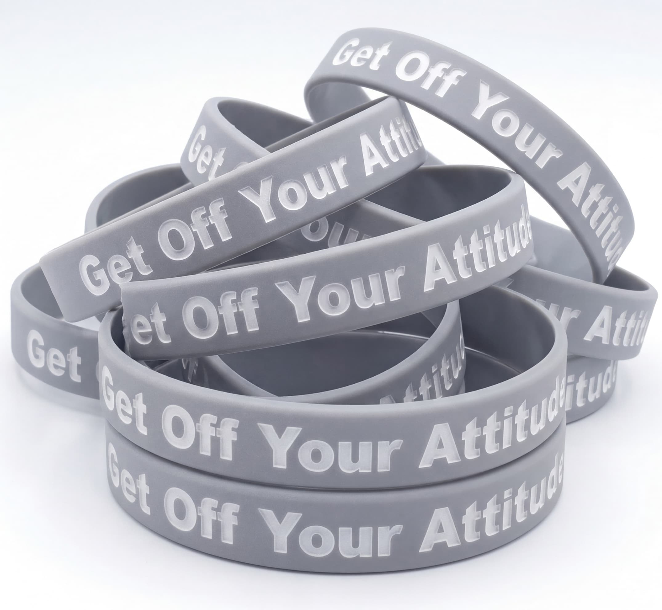 New Get Off Your Attitude Bracelet (Light Grey and White) 10 Pack