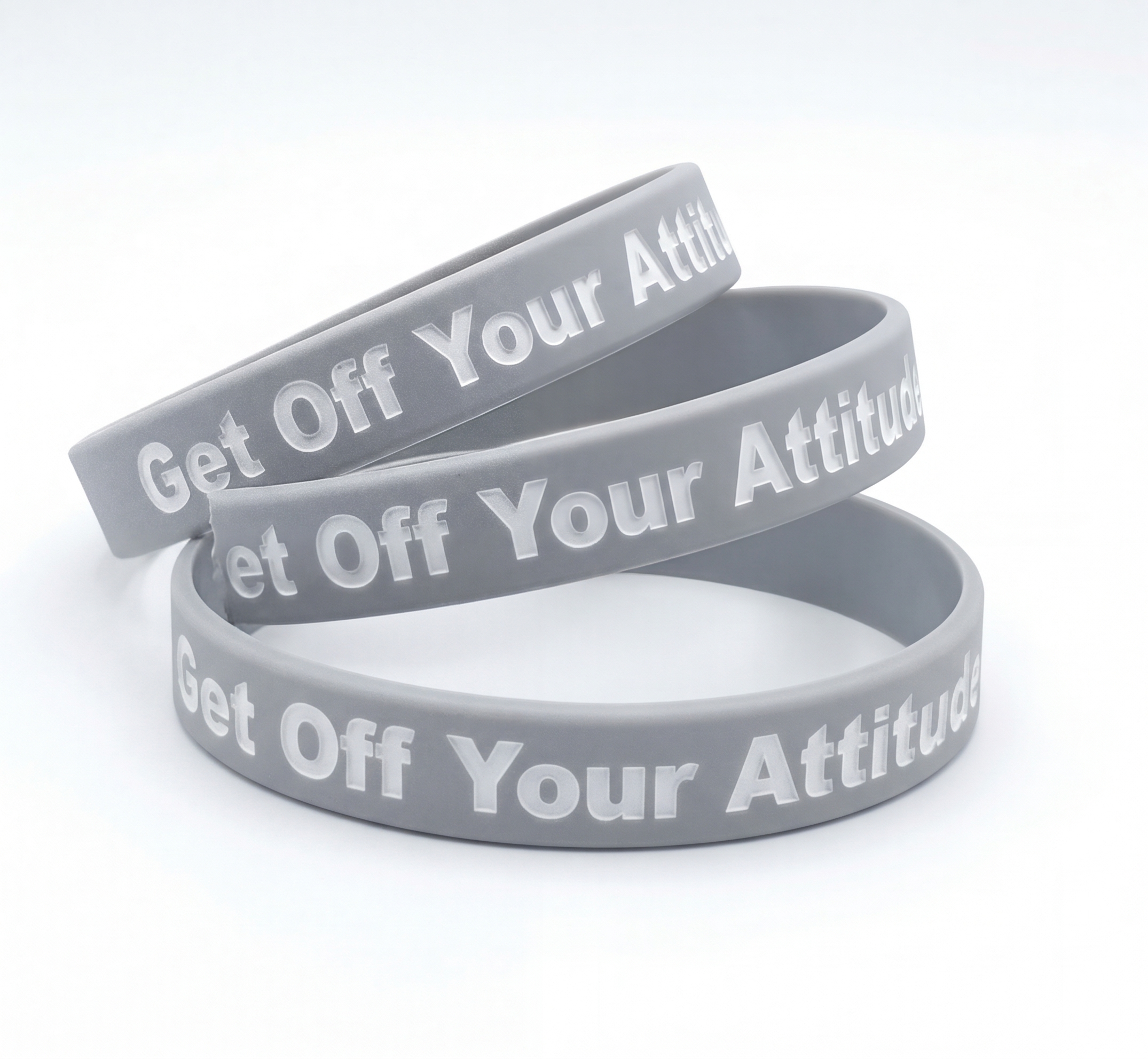 New Get Off Your Attitude Bracelet (Light Grey and White) 3 PACK