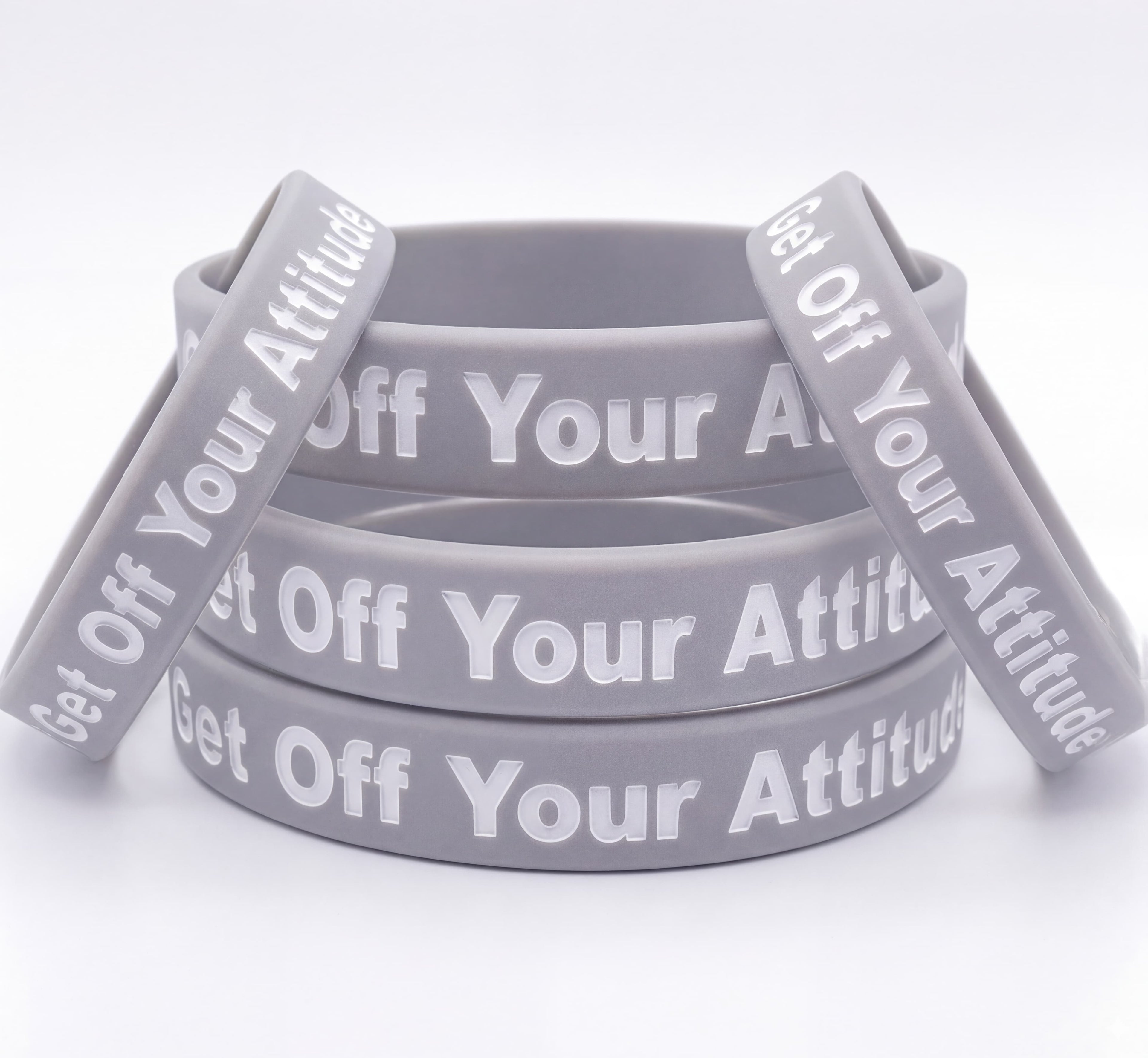 New Get Off Your Attitude Bracelet (Light Grey and White) 5 PACK
